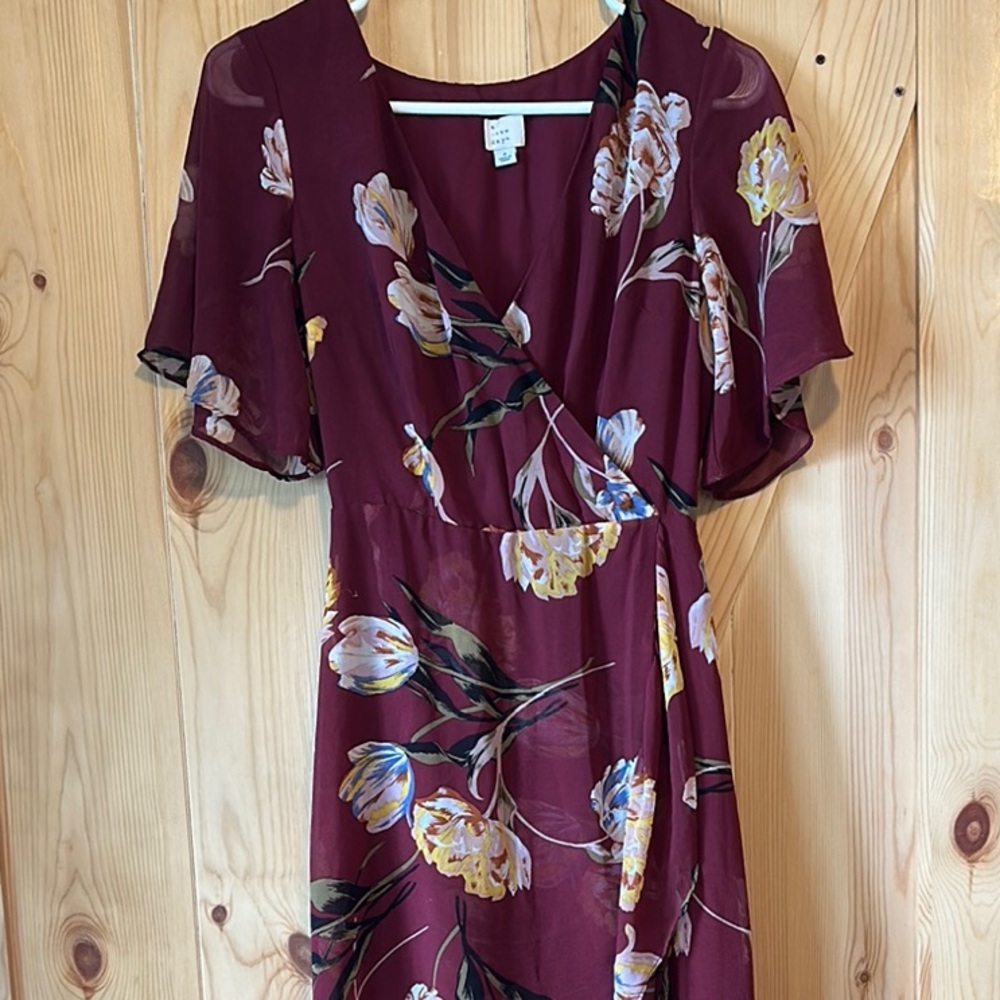 a new day Burgundy Floral High Low Dress